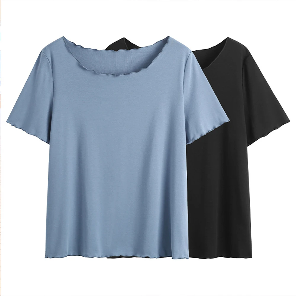 Женский топ с коротким рукавом черный большого размера 3XL в Корейском стиле 2022 |