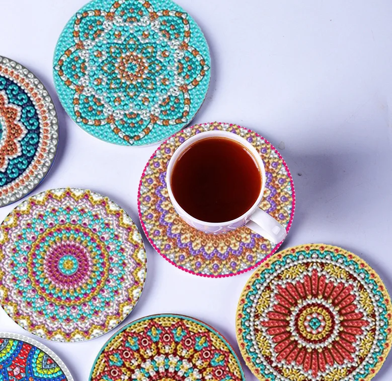 

6 шт. алмазная живопись Мандала Сова Бабочка узор Подставка под чашку напитка Нескользящая настольная подставка изоляционный коврик Домашн...