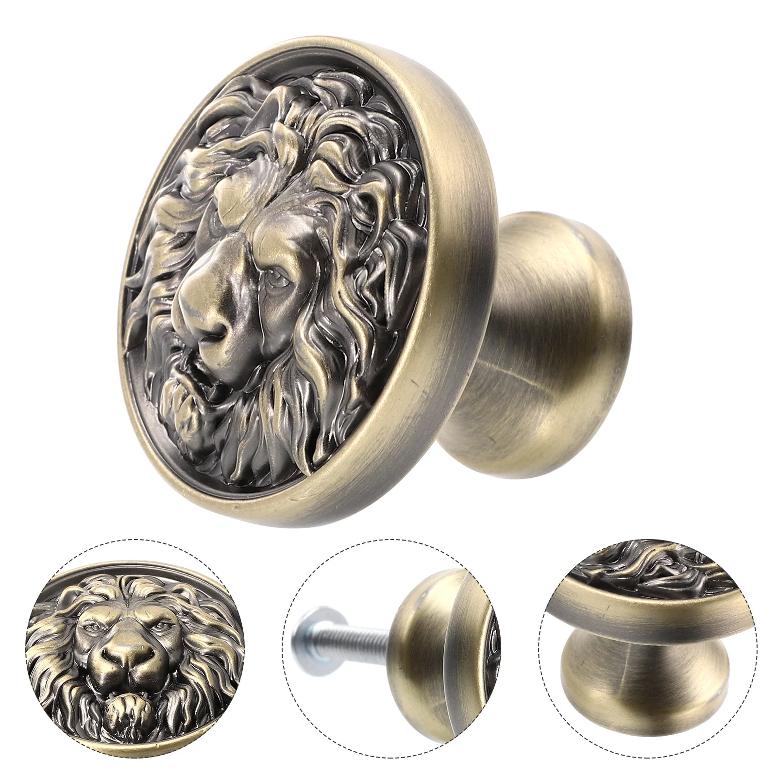 

Cabinet Door Handle Dresser Drawer Knobs Round Drawer Handles Vintage Lion Head Door Knob Zinc Alloy Cupboard Knobs