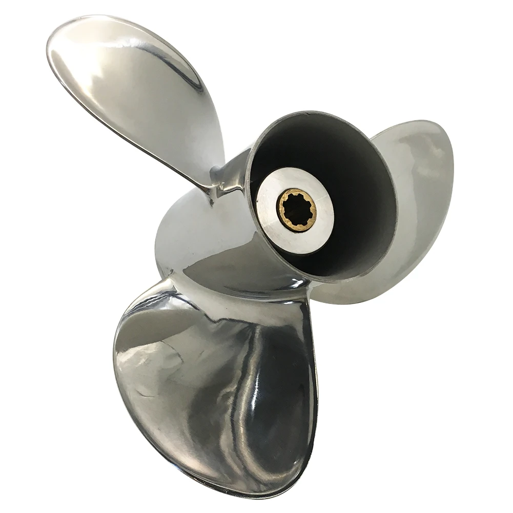 Boat Propeller 9 1/4x10 for Yamaha 9.9HP-15HP 3 Blades Stainless Steel Prop SS 8 Tooth RH OEM NO: 63V-45952-00-EL 9.25x10