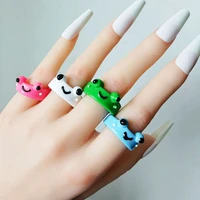 fashion smile frog rings for women girls funny chicken frog ring cute cartoon animal ring best friends couple rings jewelry gift