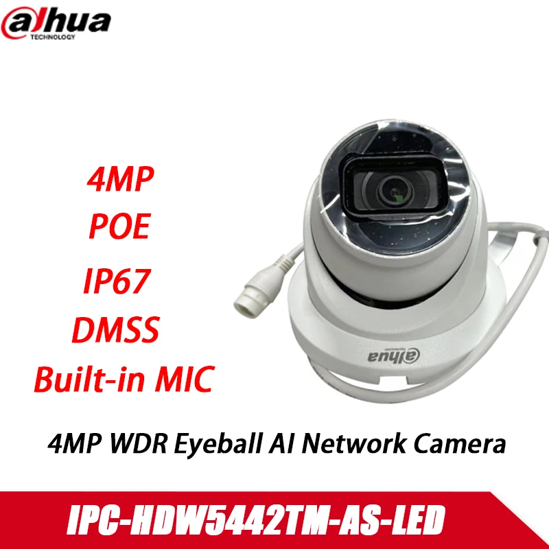 

Dahua 4MP POE IPC-HDW5442TM-AS-LED 24-hour full color IR 20m built-in MIC IVS Starlight Eye Network AI camera English version
