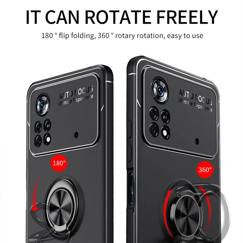 For Cover Poco X4 Pro 5G Case For Xiaomi Poco X4 Pro 5G Capas Back Magnetic TPU Soft Ring Holder For Cover Poco X4 Pro 5G Fundas