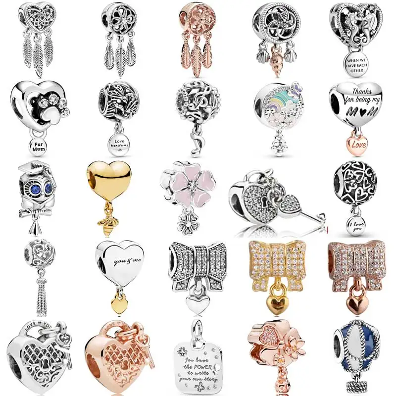 

Модный Ловец снов, цветок, история, сердце, замок, искусственные бусины, шармы из стерлингового серебра 925 пробы, подходят для браслета своим...