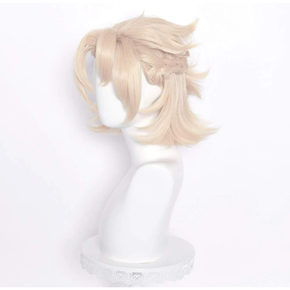Genshin Impact Albedo Cosplay Wig 35cm Short Linen Heat Resistant Synthetic Hair Wigs Halloween Anime Wigs