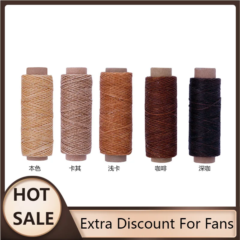 

12M 150D 0.8mm Flat Waxed Sewing Line thickness Waxed Thread for Leather waxed Cord for Leather Craft Hand Stitching Thread