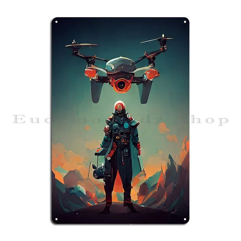 Гоночный дрон пилот металлические таблички с вывесками железная гостиная ржавая