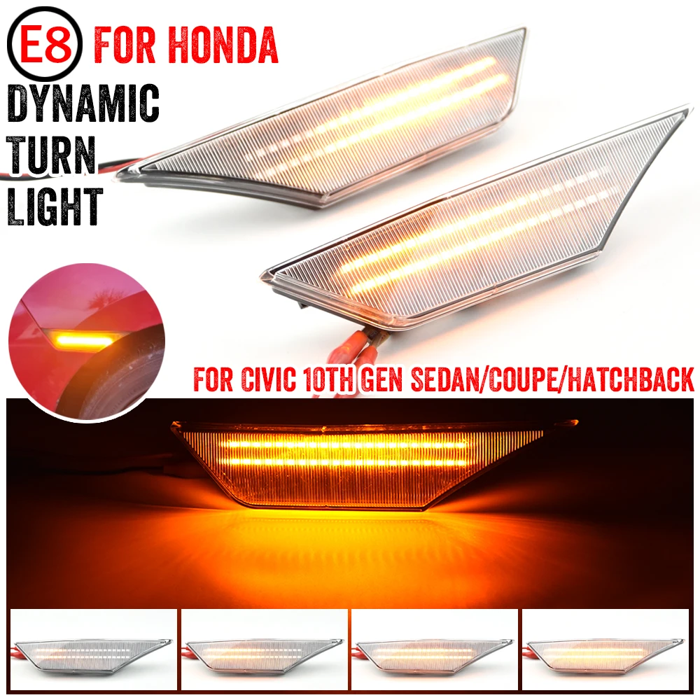 

Car Dynamic LED Side Marker Turn Signal Lights Sequential Blinker Indicator For Honda Civic 10th Gen 2016 2017 2018-2020
