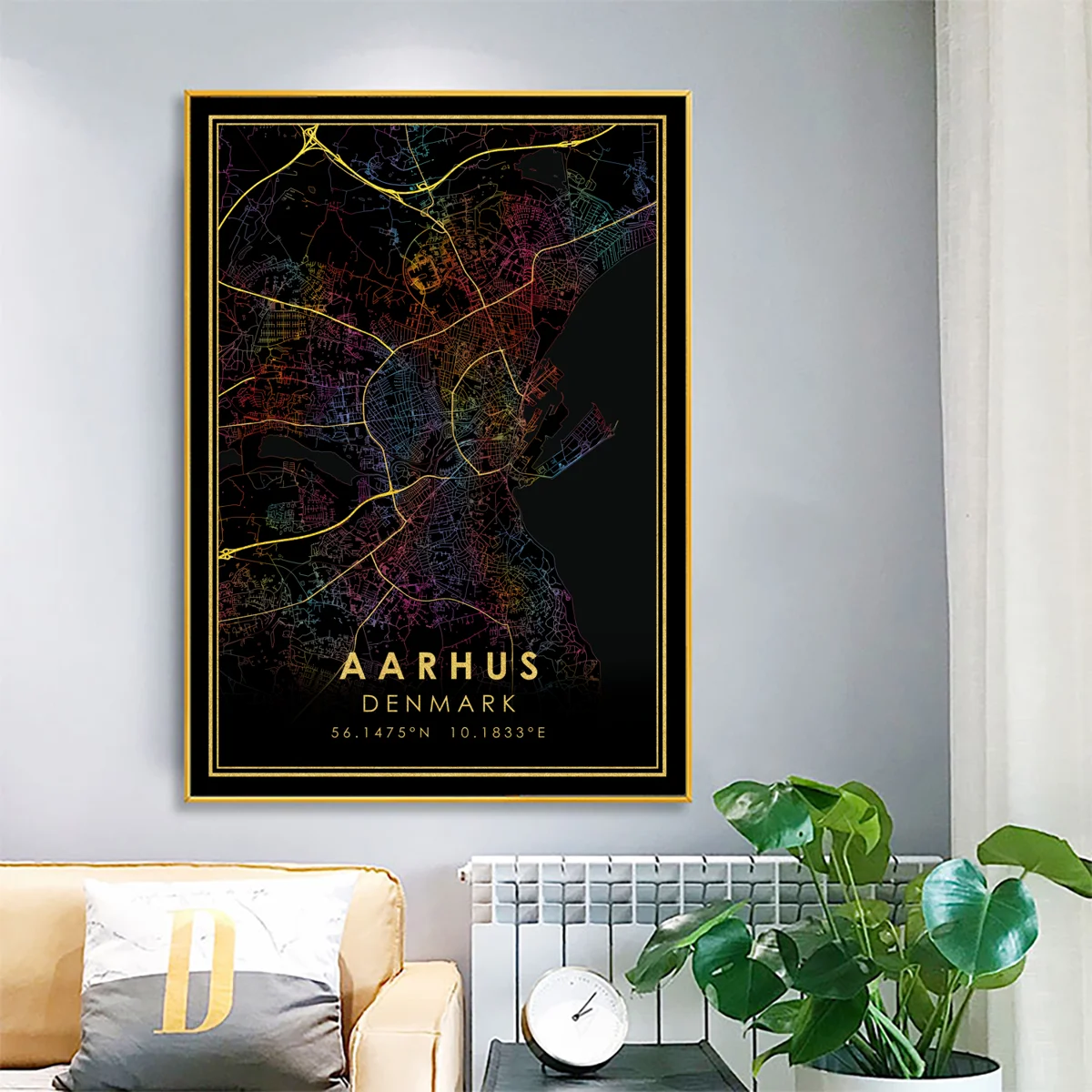 Виборг Копенгаген Орхус золотые дороги Радужная Карта города печать Дания