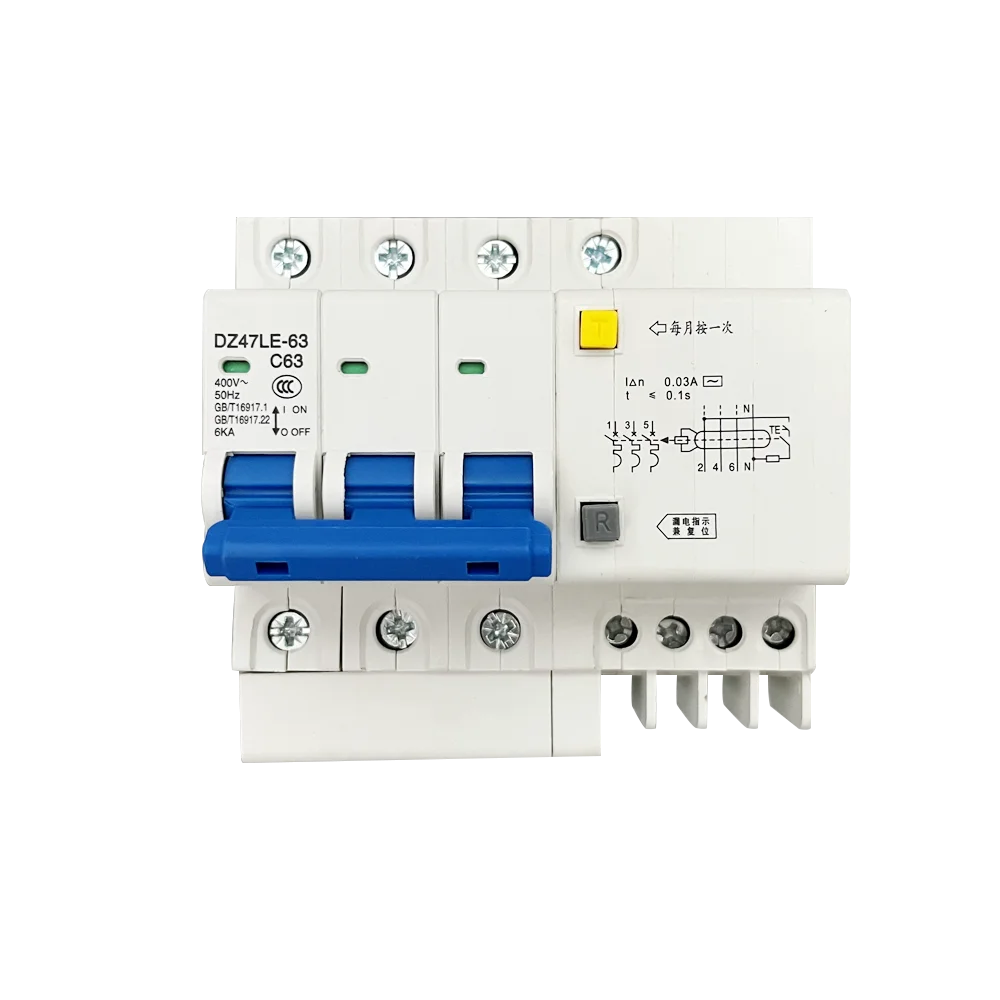 DZ47LE-63 C63 3P + N автоматический выключатель утечки 4 полюса Тип B RCCB RCD