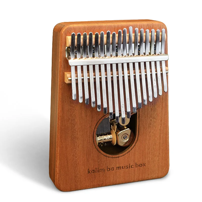 Beadsnice Sankyo Movement Finger Piano Engraved Engraving Octave Box 17 Tones Bahrain Tone Simple Musical Instrument