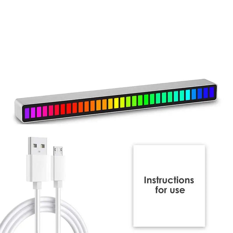 

Music Sync Lights Colorful Audio Spectrum Bar RGB Light Voice-Activated Portable LED Ambient Light With 8 Modes Car Accessories