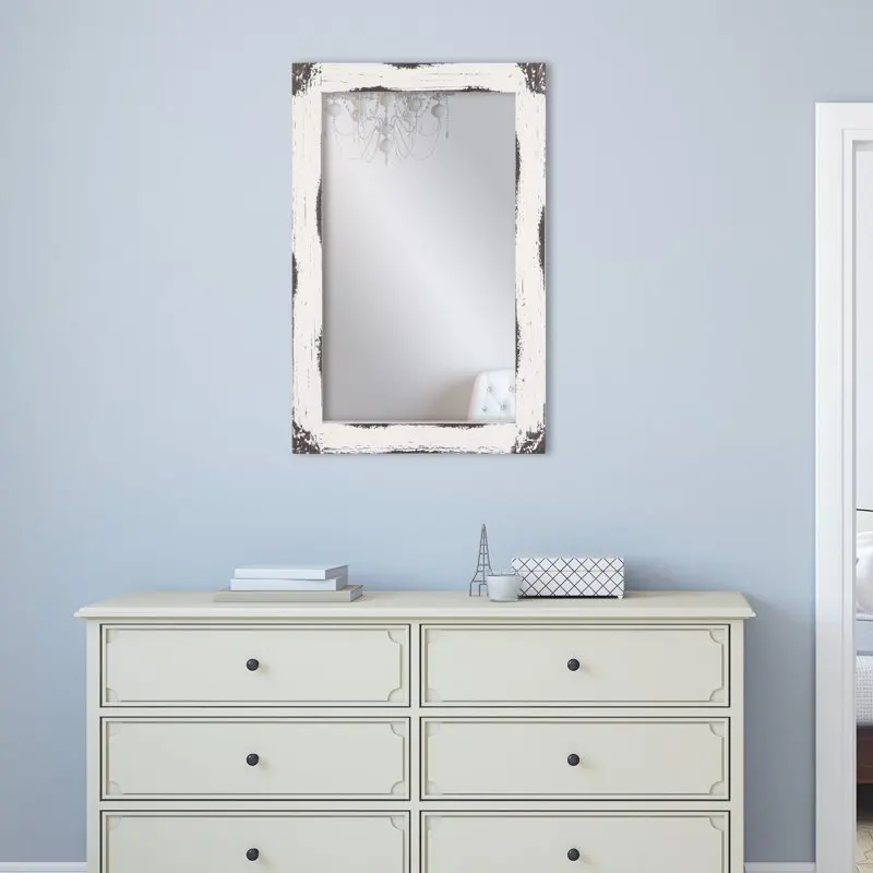 

Reclaimed Wood Wall Accent Mirror, Distressed White