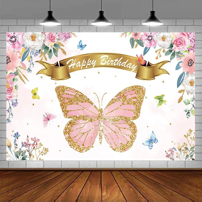 

Фон для фотосъемки с изображением бабочек, баннеров, знаков, принадлежностей для малышей, украшения для фотосъемвечерние на день рождения, ...