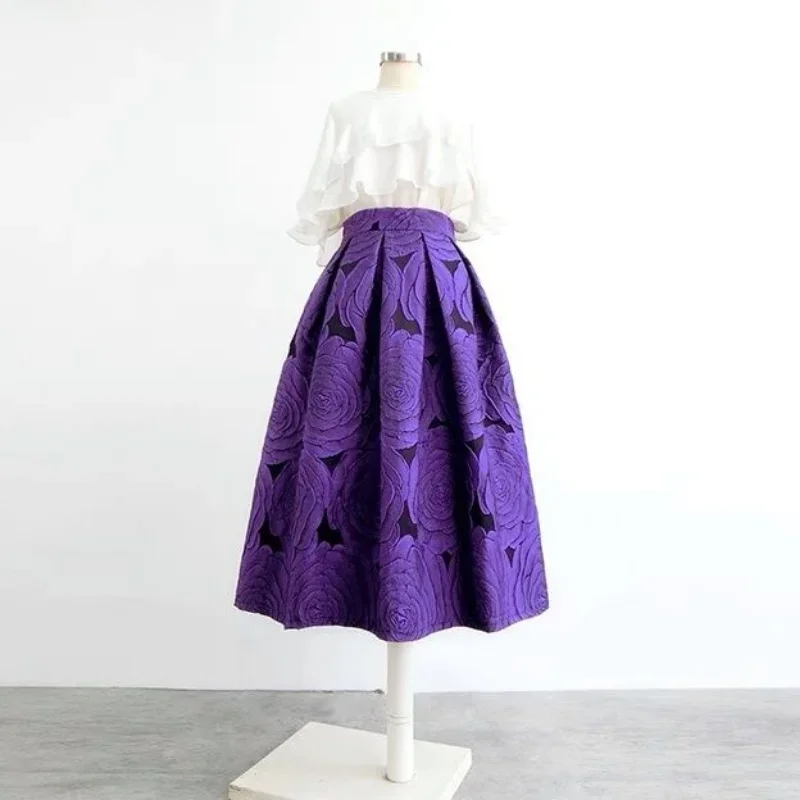 Matakawa вышитые цветочные Faldas Mujer фиолетовые трапециевидные винтажные летние