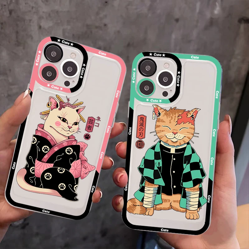 

JAMULAR Neko Ramen Japan Cat Anime Phone Case For IPhone 11 12 13 Mini Pro XS MAX 8 7 6 6S Plus X 5S SE 2020 XR Clear Case