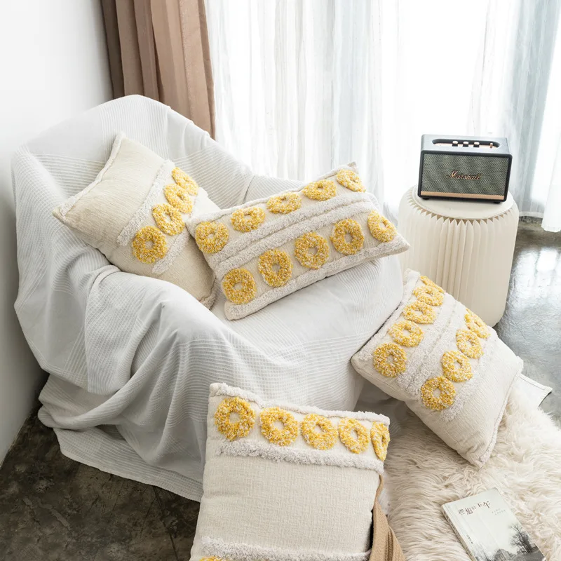 

Tufted Cushion Cover 45x45 30x50cm Boho Style Geometric Circle Pillow Case for Sofa Bedroom Home Decoration Throw Pillow Cover