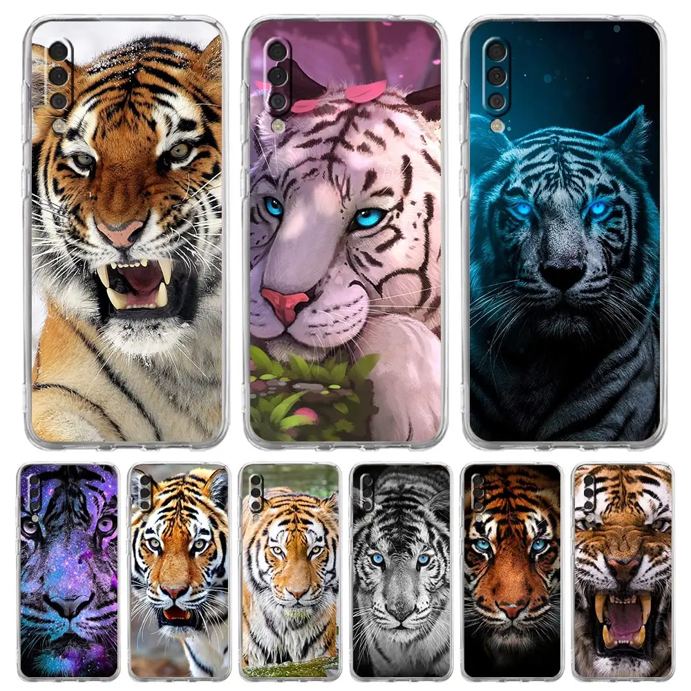 

Tiger Animal King Phone Case For Samsung Galaxy A12 A50 A70 A20 A30 A40 A20E A10 A10S A20S A02S A22 A32 A52S A72 5G Clear Cover