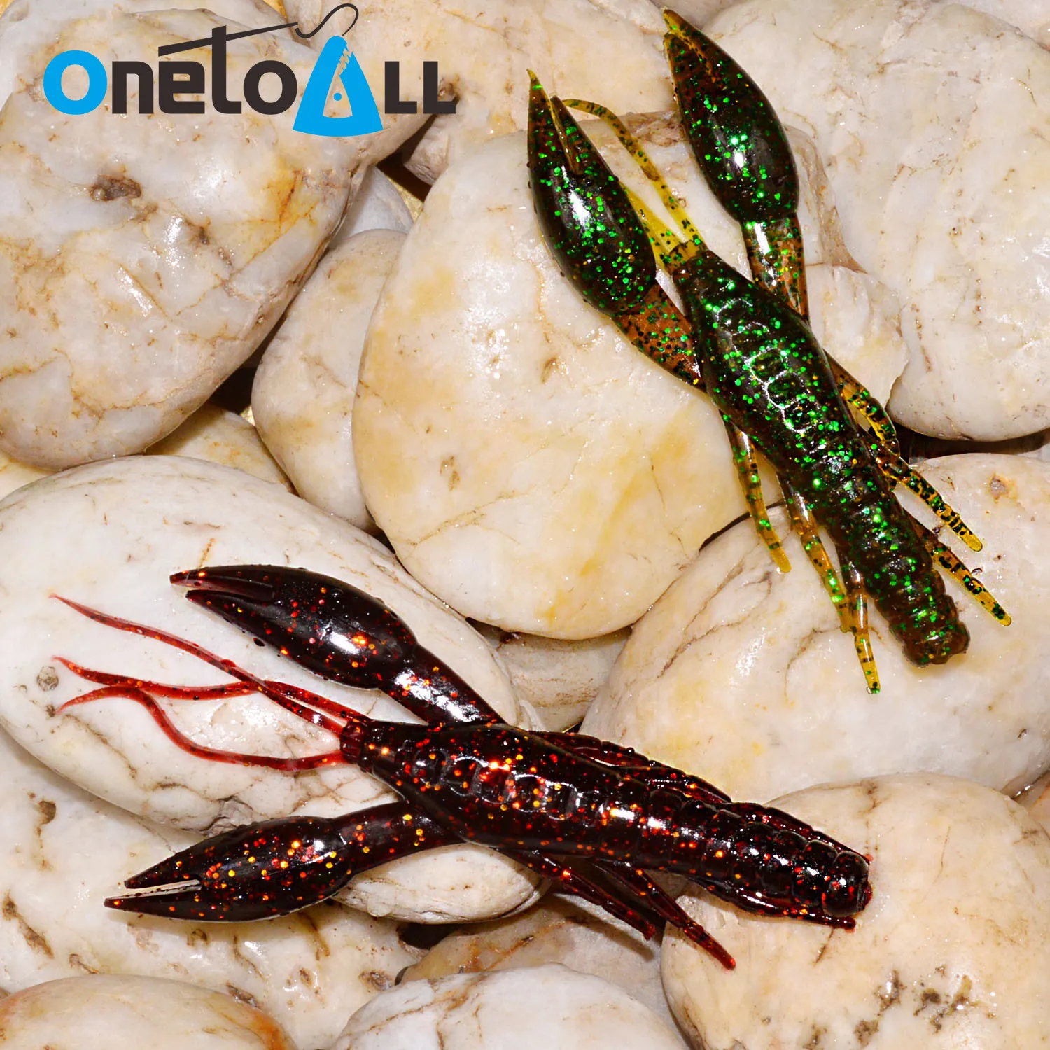 

OnetoAll 2 PCS 90 mm 10 g Big Shrimp Soft Fishing Lure Multicolor Silicone Artificial Octopus Squid Carp Claw Bait Artificial
