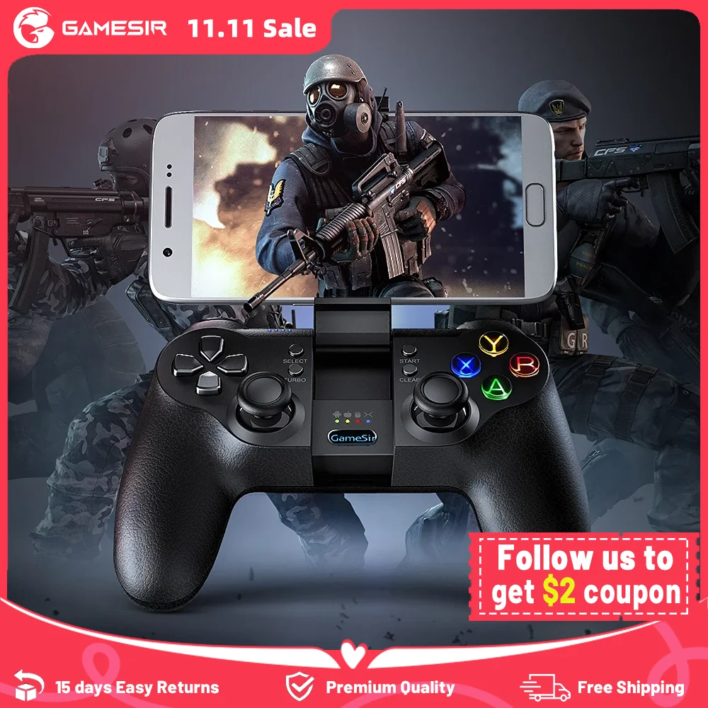 

Беспроводной Bluetooth геймпад GameSir T1s, мобильный игровой контроллер с двойным беспроводным соединением для PUBG, Call of Duty, джойстик для ПК на базе ...