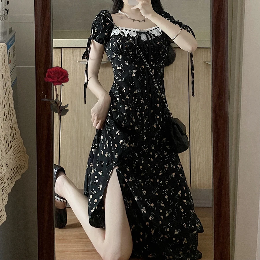 

dresses for women 2023 Summer Floral Off Shoulder Puff Sleeve Maxi Dress For Sexy bodycon ladies dresses summer sale