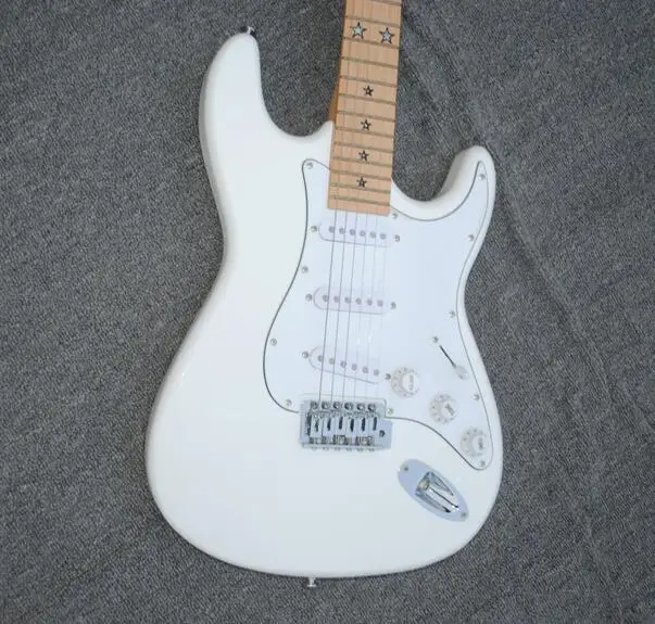 Richie Sambora Signature White ST Electric Guitar Maple Neck &amp Fingerboard Star Inlay SSH Pickups Locking Tremolo Tailpiece |