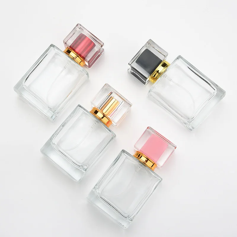 

30ml 50ml Glass Refillable Spiral Thick Bottom Square Glass Atomizer Perfume Bottles Cosmetic Empty Spray Bottle Container