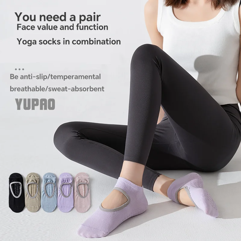 YUPAO Yoga Socks for Women Nylon Pure Cotton Non slip Section Bandage Sports Ballet Dance Sock Moisture Absorption Perspiration