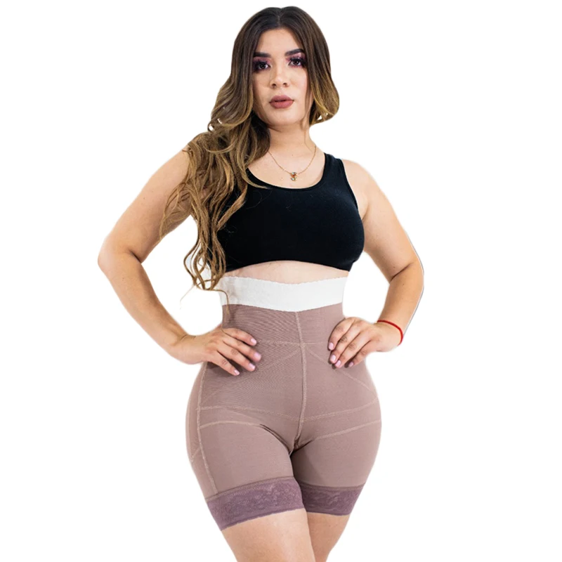 Double Pressure Shaping Shorts Slimming Fajas Lace Body Shaper Girdle For Daily Life Use