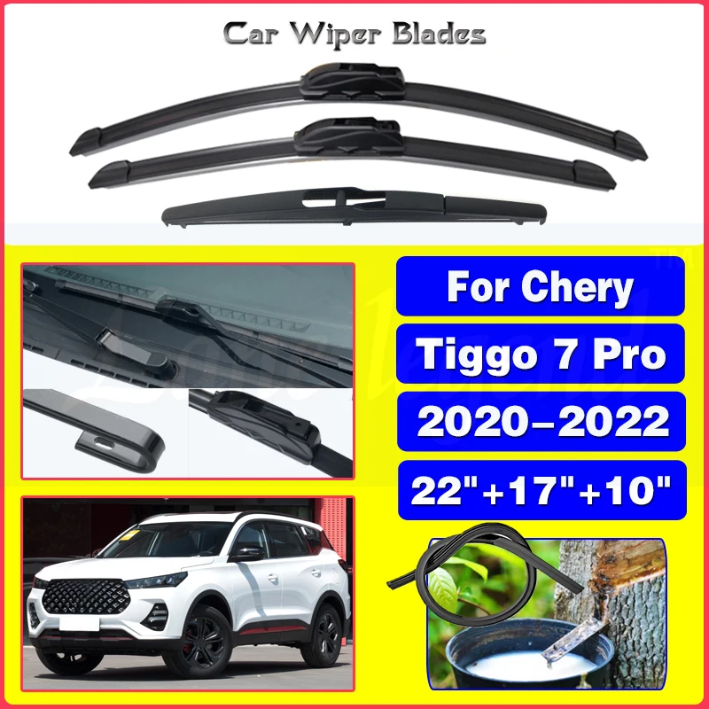 

Для Chery Tiggo 7 Pro 2020 2021 2022 аксессуары передние и задние щетки стеклоочистителя щетки дворники для автомобиля U J крючок 22 "+ 17" + 10"