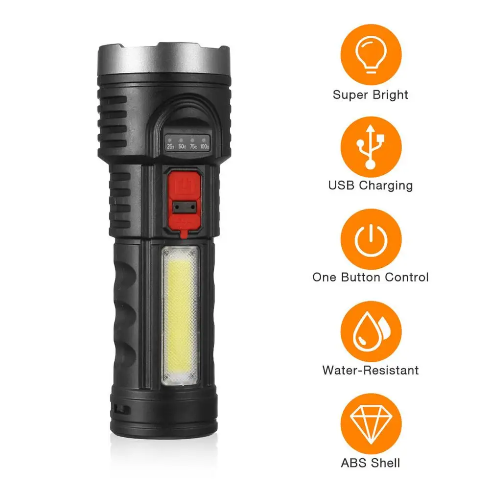 

LED Mini Flashlight Torch IP65 Waterproof Usb Rechargeable Super Bright Long Range Outdoor Emergency Lighting Tool