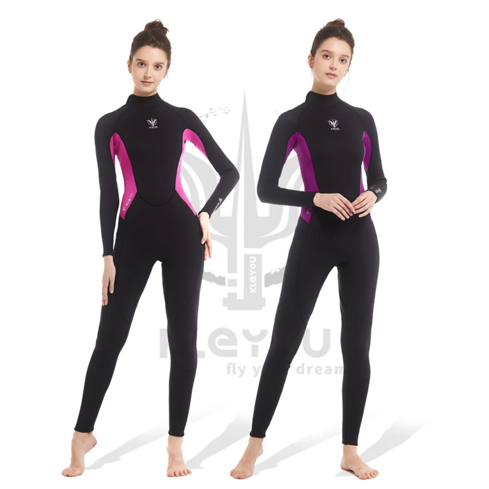 3MM Neoprene Wetsuit Women's One-Piece Long-Sleeve Sun-Proof Warm And Cold-Proof Swimming Surfing Snorkeling Deep Diving Suit