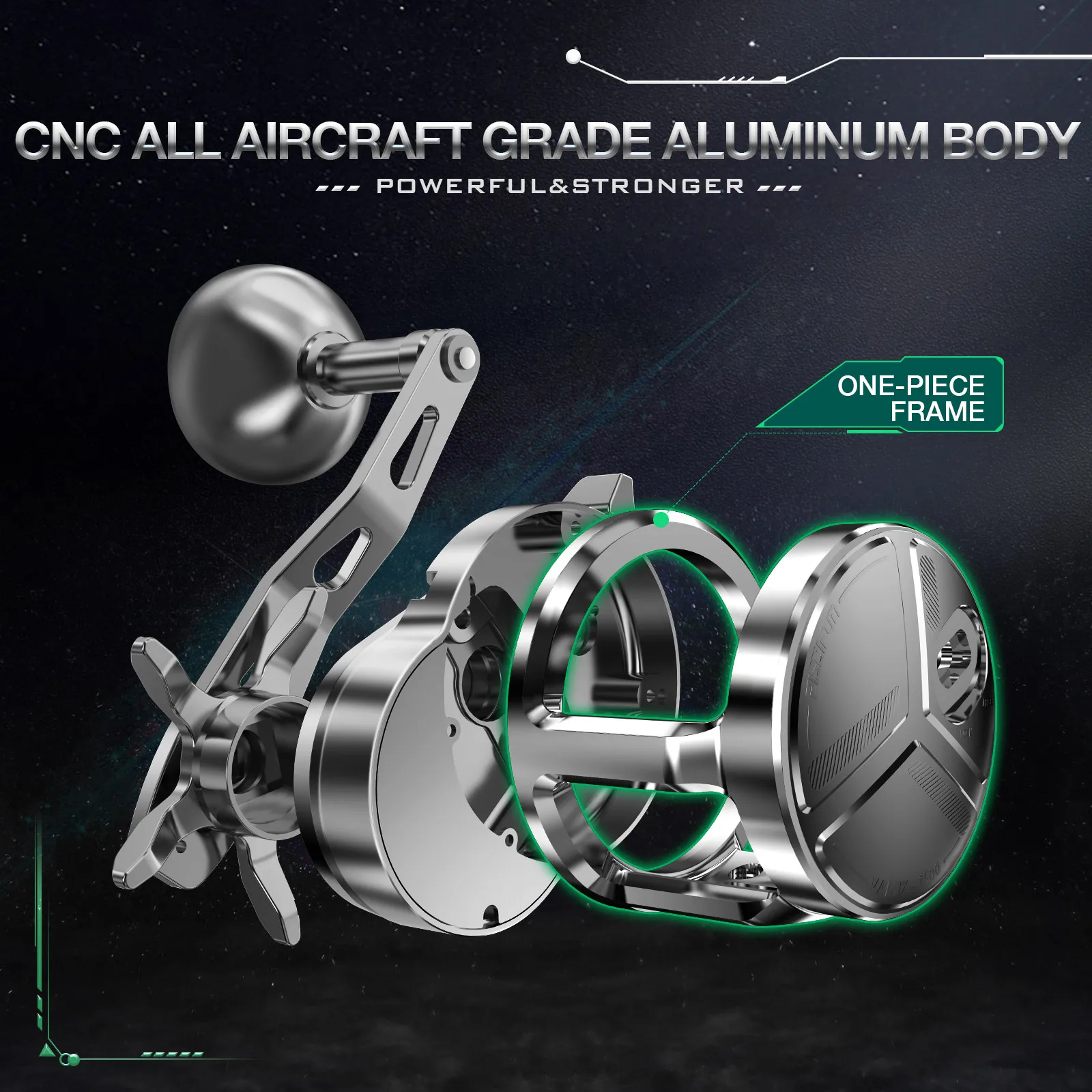 Катушка для джиггинга Piscifun Valtix с медленным шагом полностью алюминиевая и