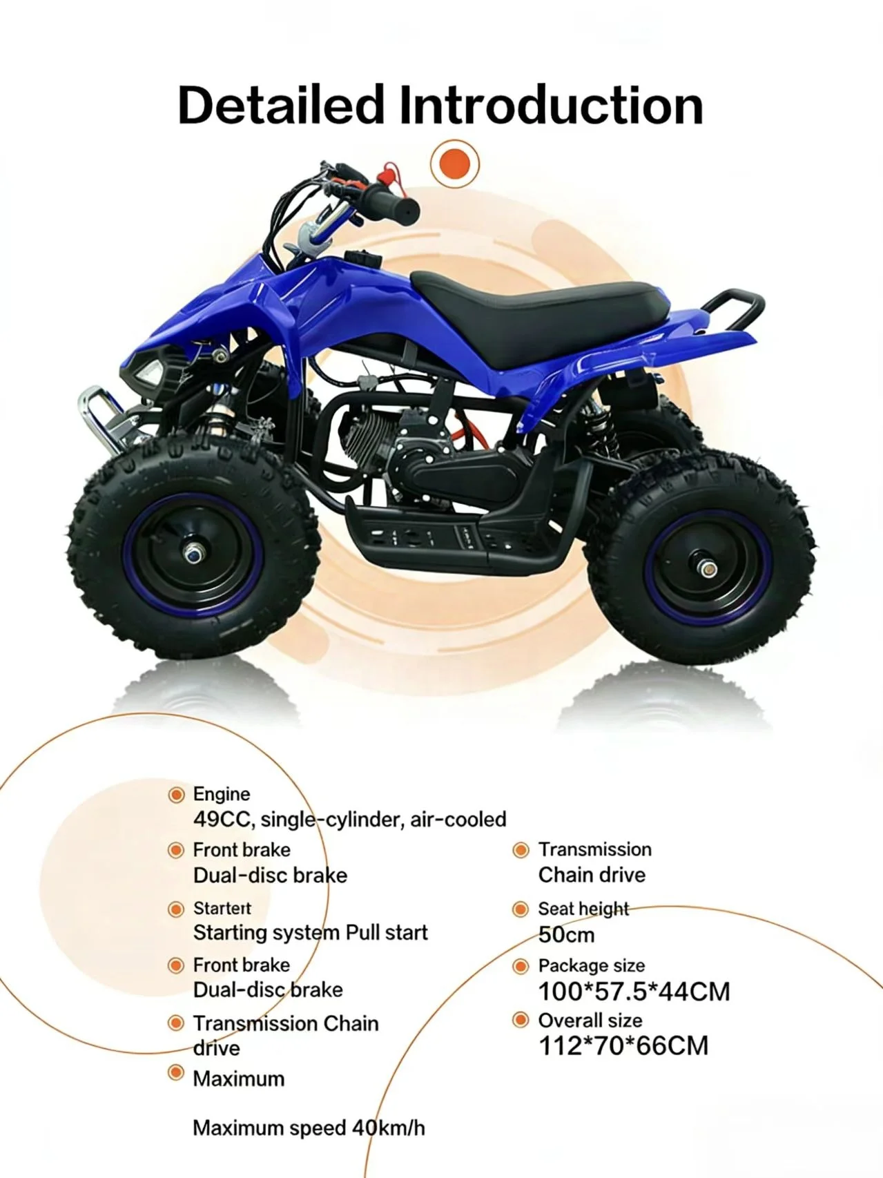 Фото Детский квадроцикл на бензине, 49cc, 50cc, 110cc, 125cc, двухтактный, для детей №2