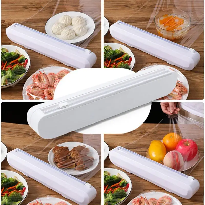 

Fixing Foil Cling Film Wrap Dispenser Food Wrap Dispenser Cutter Plastic Sharp Cutter Storage Holder Kitchen Tool Accessories