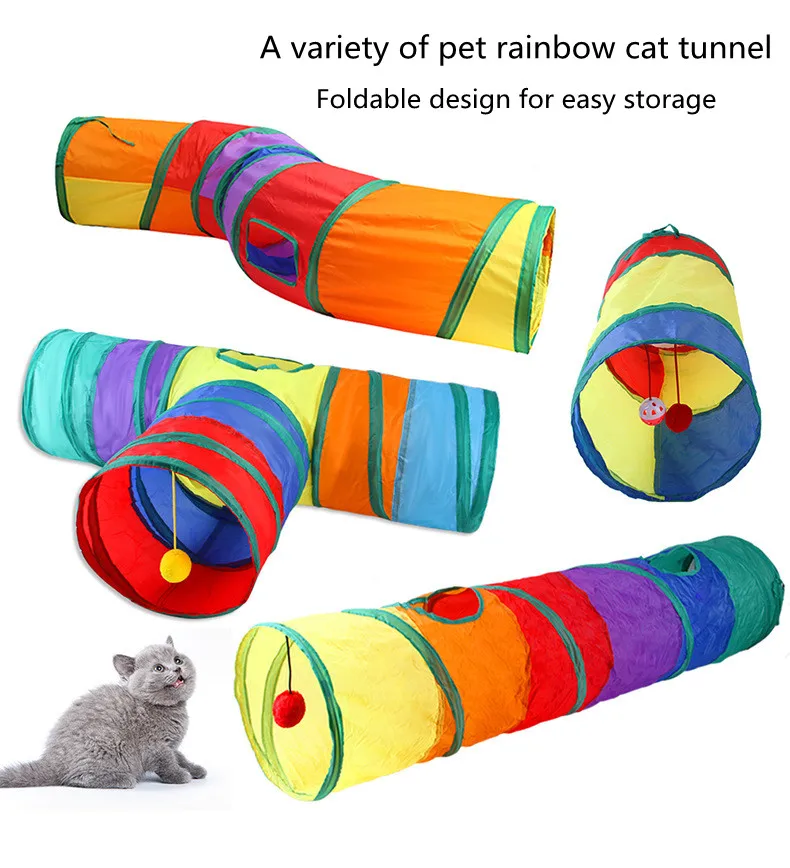 

New pet cat toy rainbow cat tunnel pet track cat drill through rolling chinchilla channel interaction