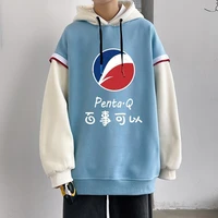 pepsi cola fall 2022 fashion hong kong style loose large size hooded top simple comfortable casual student long sleeve t shirt