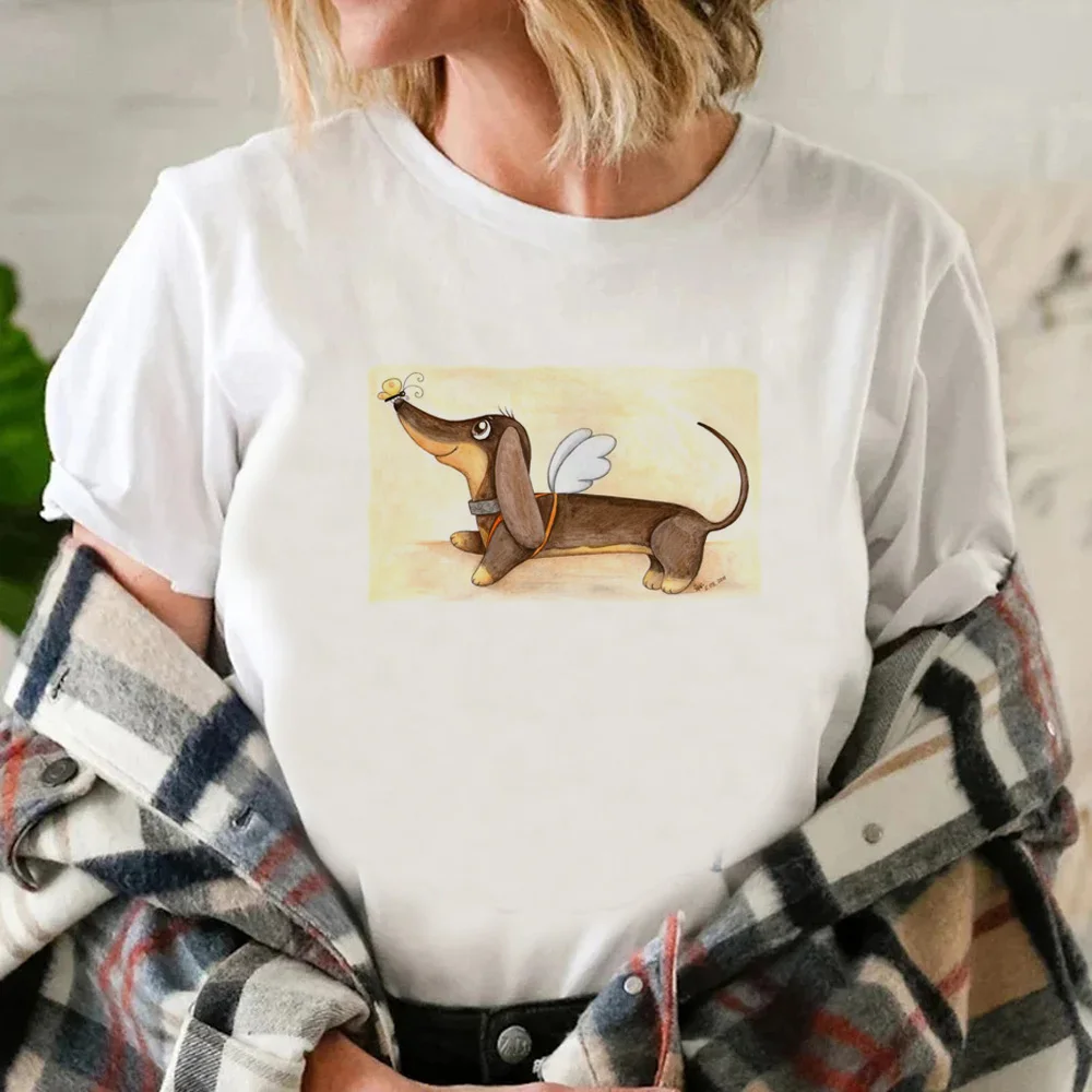 Такса футболка женская дизайнерская забавная девушка одежда