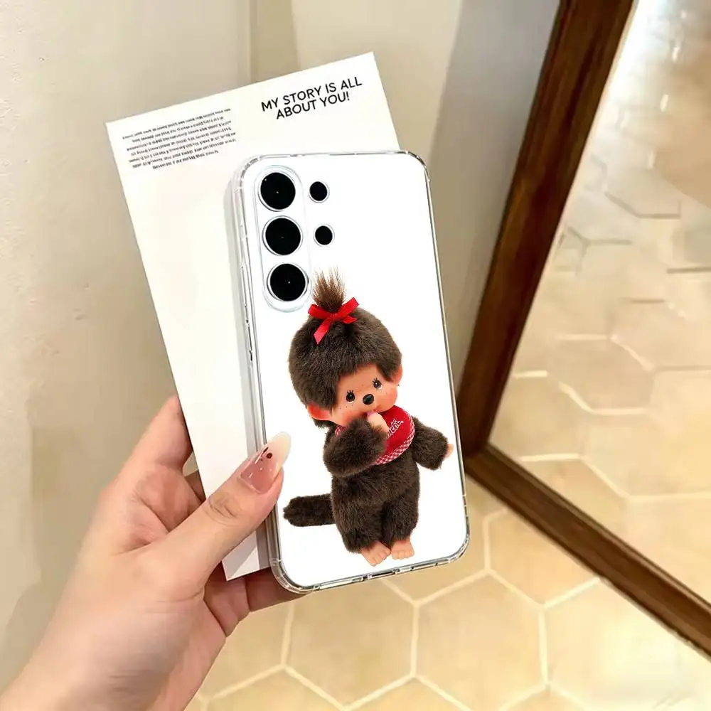 Фото Прозрачный тонкий мягкий чехол C-Cute M-Monchhichi-es для Samsung S 25,24,23,22,30,21,10,9,Ultra,Plus,Lite,FE,4,5 G №4