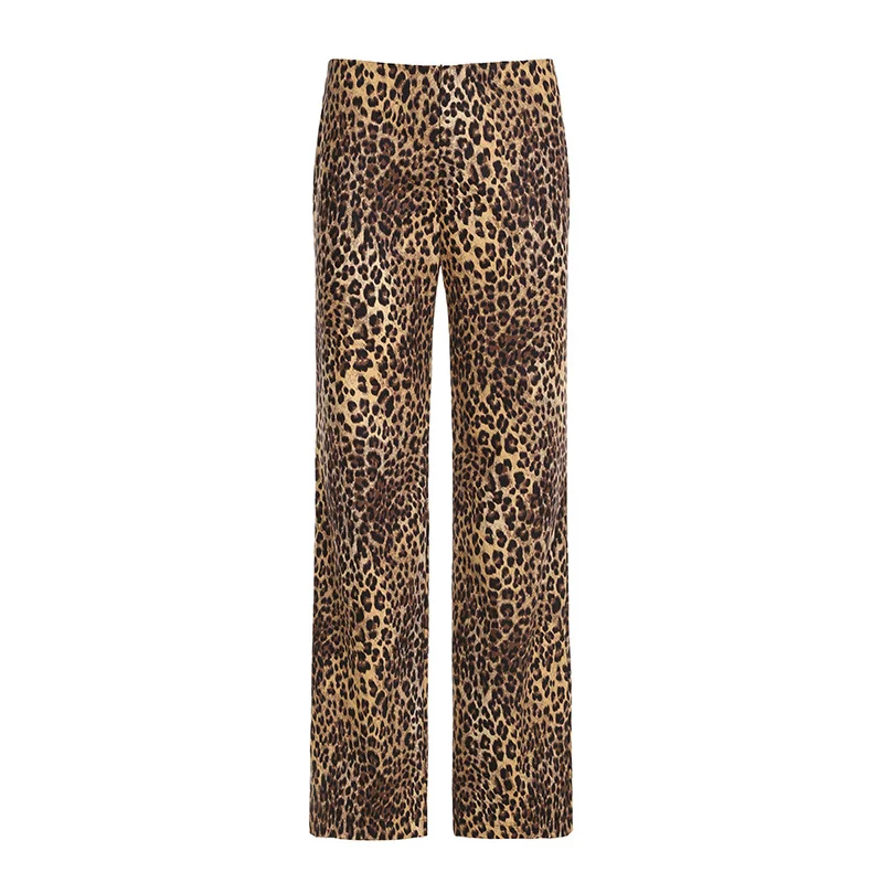 American Spice Girl свободные леопардовые тканые брюки с низкой талией уличные нишевые