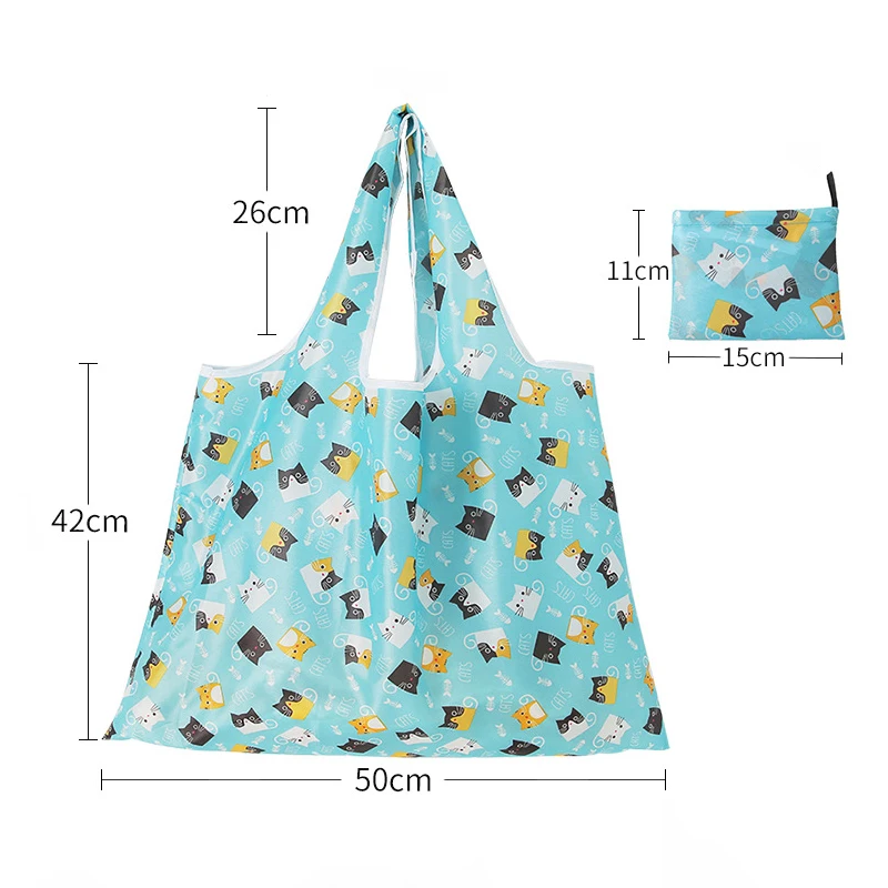 

Cartoon Foldable Shopping Bag Large-capacity Household Shopping Bag Thickened Portable Square Supermarket Storage Organizer