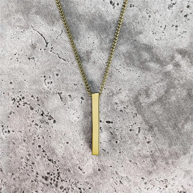

Hip Hop Simple Fashion Rectangular Geometric Stainless Steel Necklace Pendant for Women Men Jewelry Gift