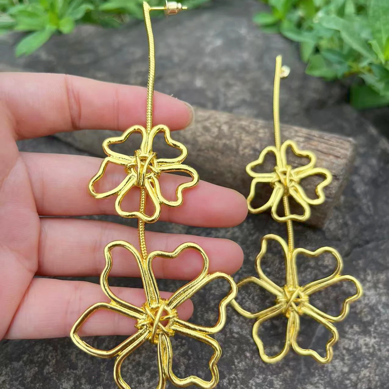 

ZA Multi-layer Flower Drop Earrings Women Banquet Vintage Dangle Earrings Jewelry Accessories