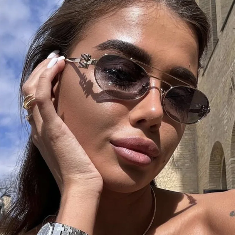 Металлические эллиптические солнцезащитные очки