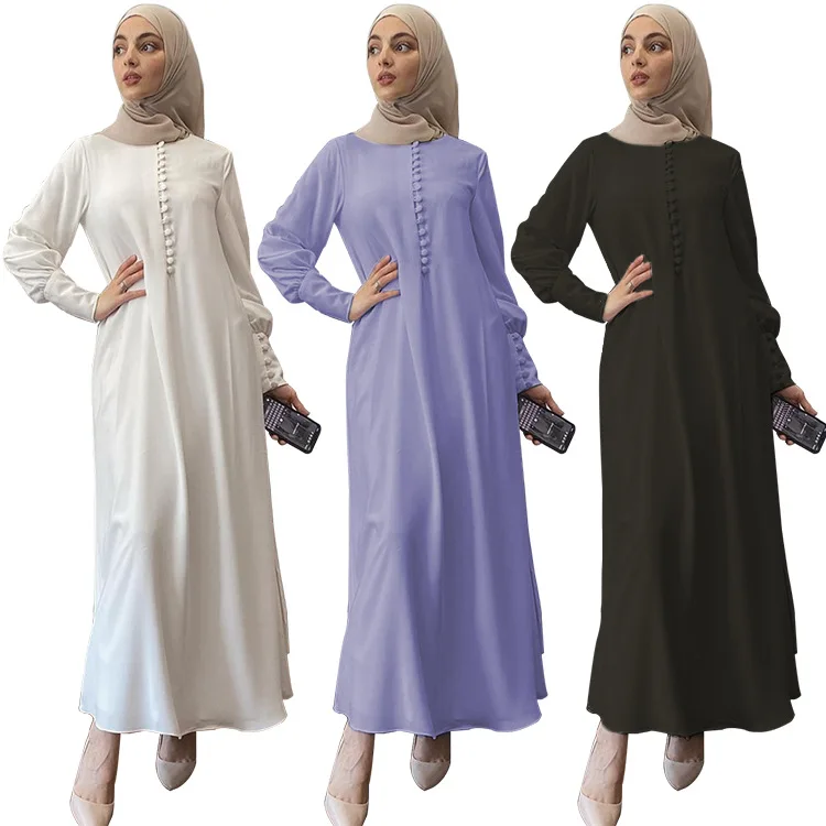 Модное мусульманское платье Дубая женская шифоновая длинная юбка с поясом двухслойные однобортные элегантные вечерние платья для женщин
