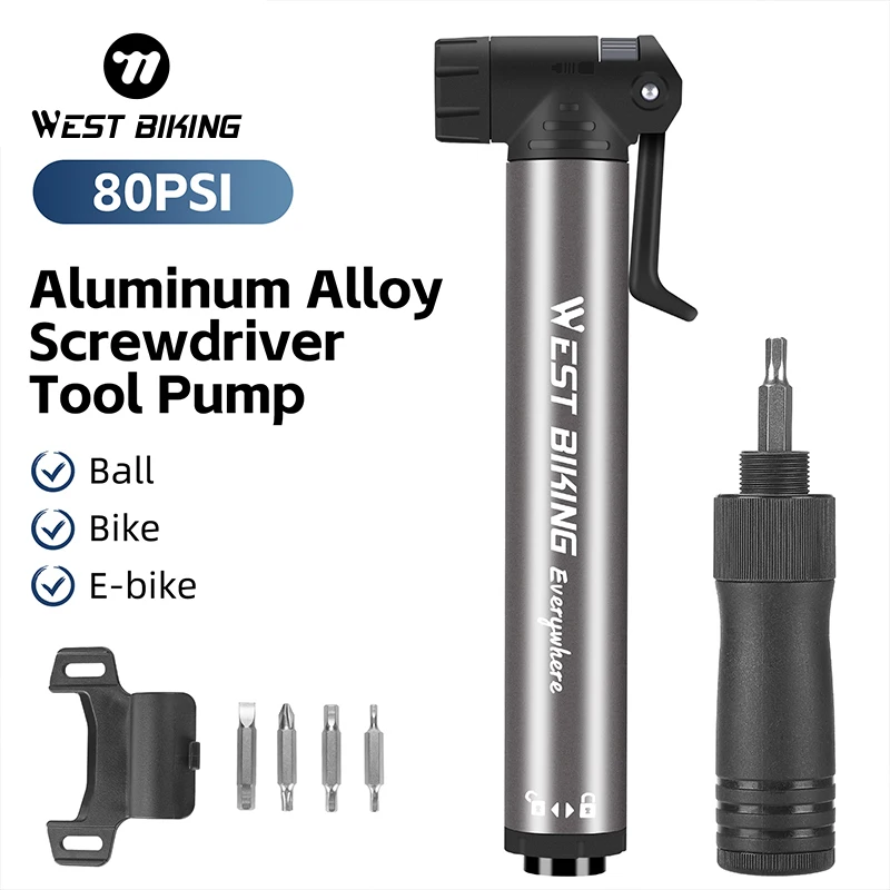 Семейный велосипедный мини-насос 2 в 1 с набором отверток портативный инструмент