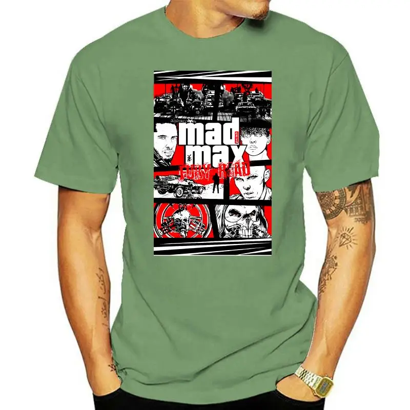 

Camiseta sencilla de algodón para hombre, prenda de vestir, de manga corta, a la moda, Gta Mad Max Fury