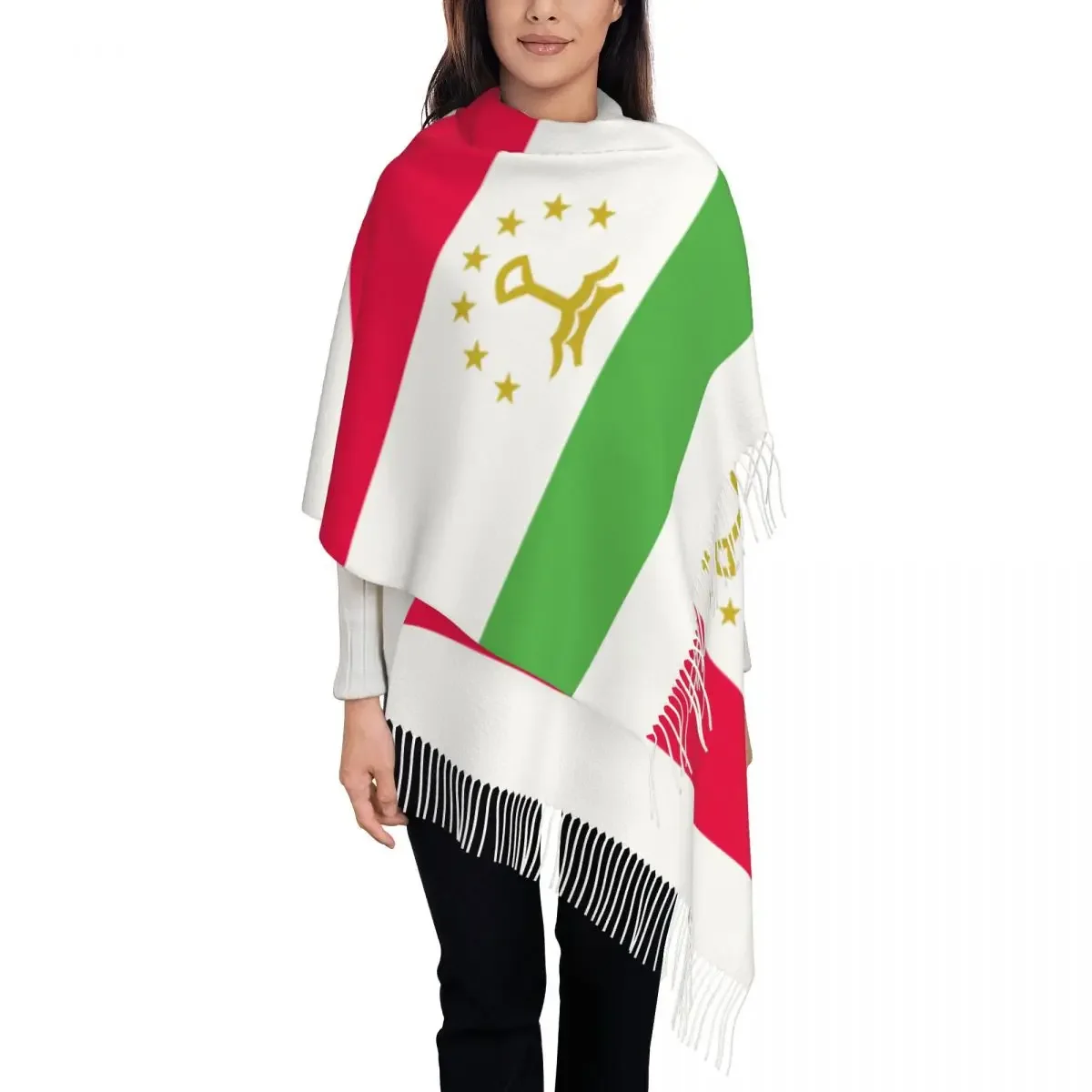 Персонализированный печатный флаг Таджикистана с длинным ворсом и бахромой