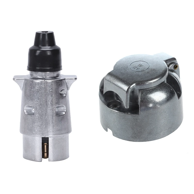 

2 Pcs 7-Pin Trailer Plug Heavy Duty Round Pin 7-Pole Wiring Connector 12V Towbar Towing Caravan Truck Plug N Type Trailer End &
