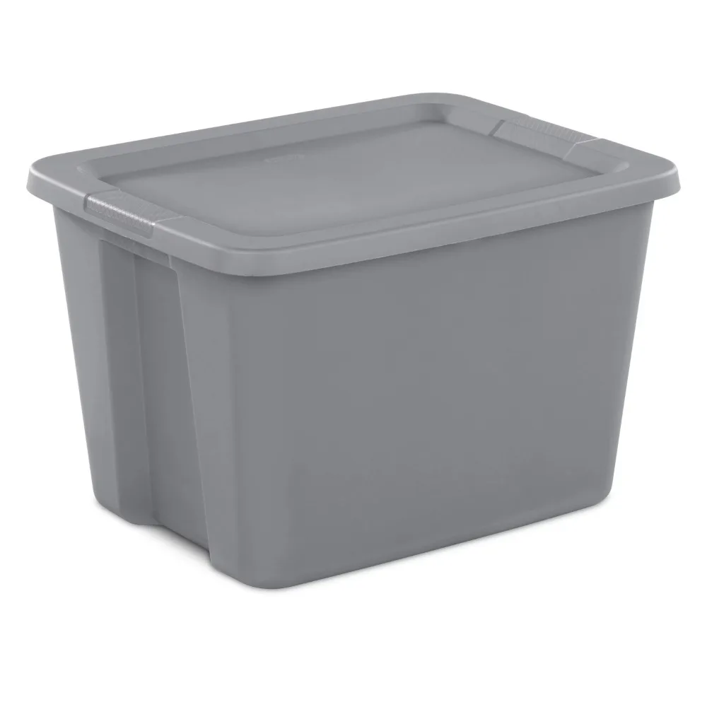 

18 Gallon Tote Box Plastic, Gray, Set of 8